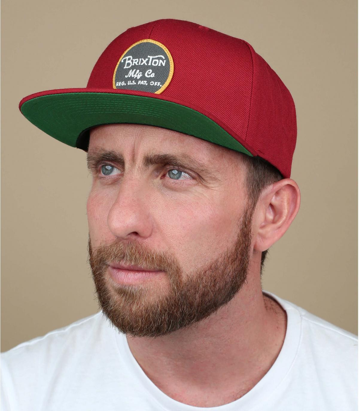 Brixton patch red snapback Wheeler burgundy